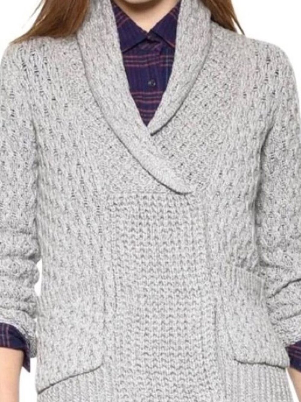 Madewell Shawl Collar Snap Fisherman Cardigan in light gray Medium